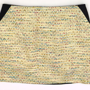 TED BAKER Mini Skirt Gold Knit Boucle Panel NEW 6